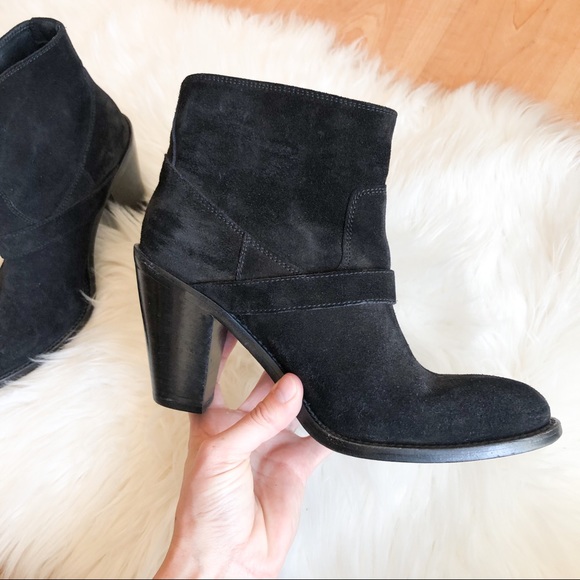 Saint Laurent Paris Single Buckle Suede Booties - Picture 4 of 11